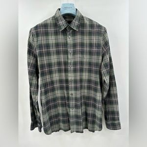 John Varvatos USA Green plaid button-down Shirt L (X-1)